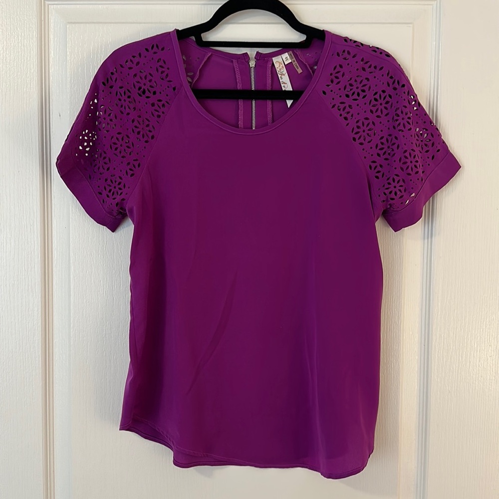 Andree Purple Cut Out Design Sleeve Blouse